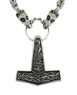 Norse Viking Jorvik Mjolnir Thor's Hammer Pewter Handmade Pendant Necklace