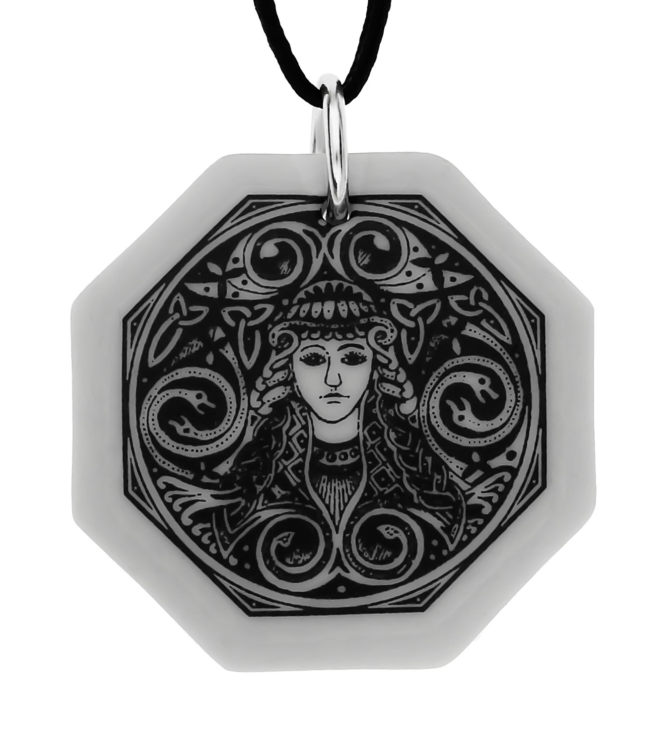 Celtic Brigantia Octagon Handmade Porcelain Pendant