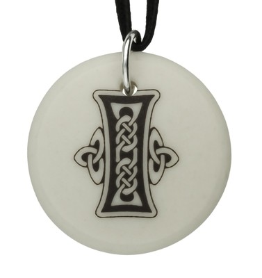 Celtic Initial Letter 'I' Handmade Porcelain Pendant