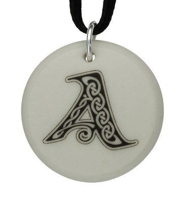 Celtic Initial Letter 'A' Handmade Porcelain Pendant