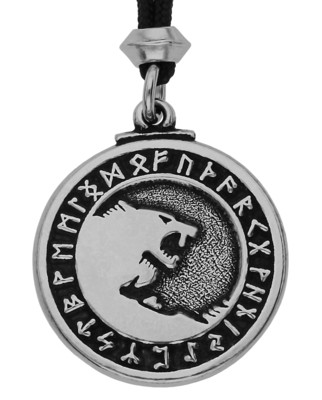 Viking God Odin&#39;s Warrior Wolf Rune Spirit Guide Handmade Pewter Pendant