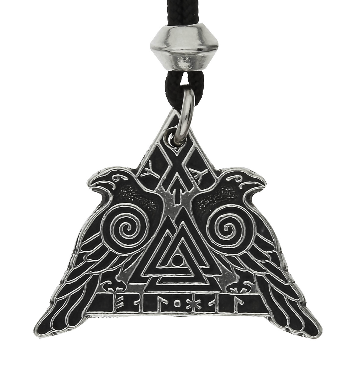Viking Valknut Warrior Odin's Huginn-Muninn Raven Handmade Pewter Pendant