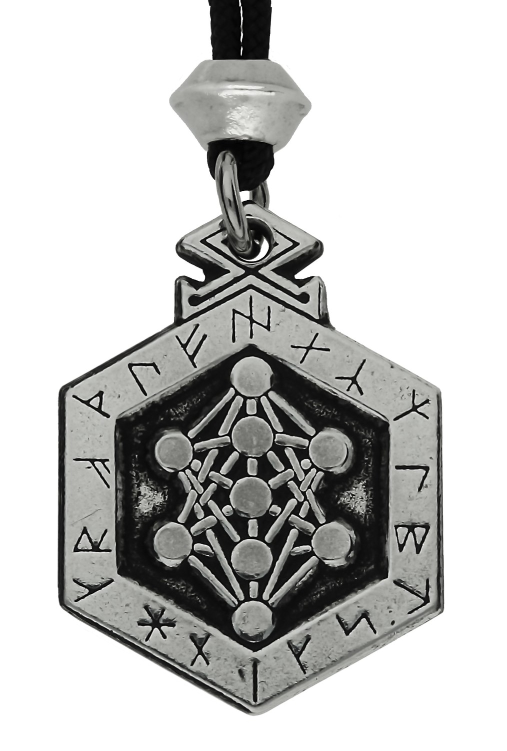 Viking Odin Yggdrasil Armanen Runes Handmade Pewter Pendant