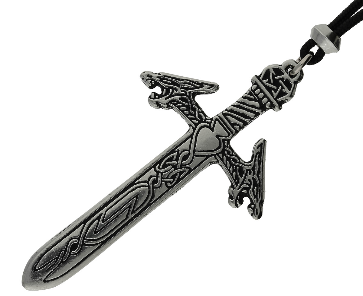 Rune Master's Viking Sword Handmade Pewter Pendant ~ Safety Shield