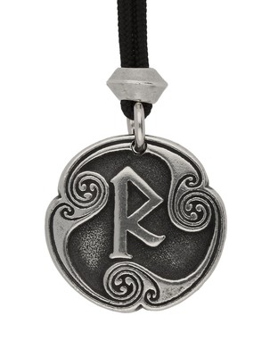 Viking Raidho 5th Rune of Psychic Communication Handmade Pewter Pendant