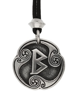 Viking Berkanan Rune of Rebirth 18th Runic Letter Handmade Pewter Pendant