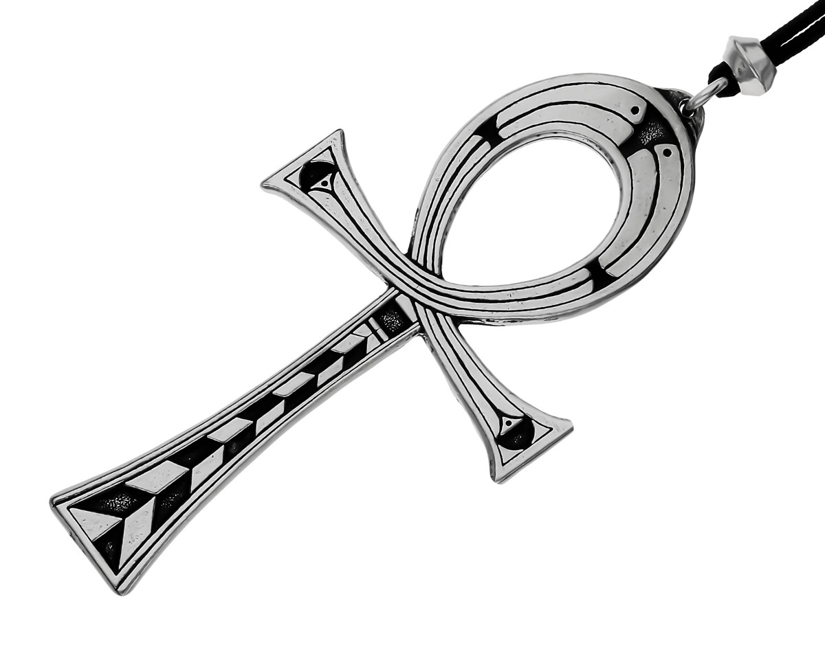 Large Handmade Egyptian Ankh Cross Kemetic Symbol Pewter Pendant