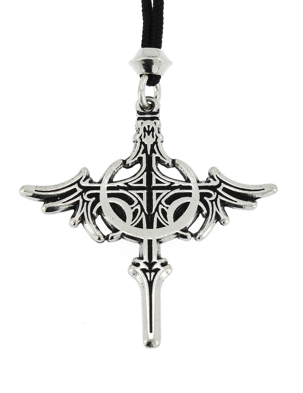 Crescent Moon Dragon Cross Handmade Pewter Pendant