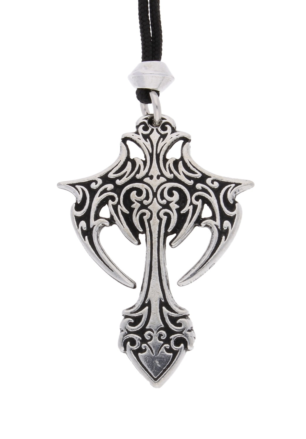 Large Gothic Winged Vampire Cross Handmade Pewter Pendant