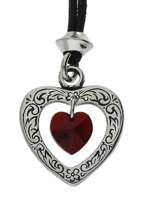 Celtic Heart Garnet Crystal Birthstone Handmade Pewter Pendant