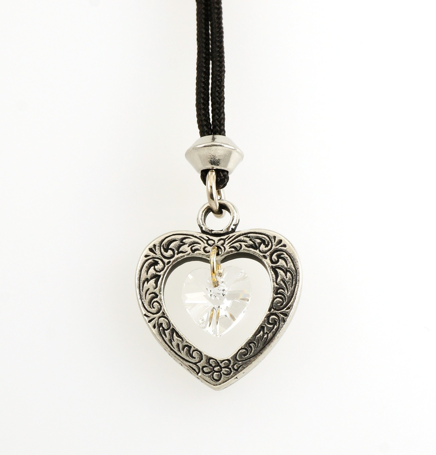 Celtic Heart Diamond Crystal Birthstone Handmade Pewter Pendant