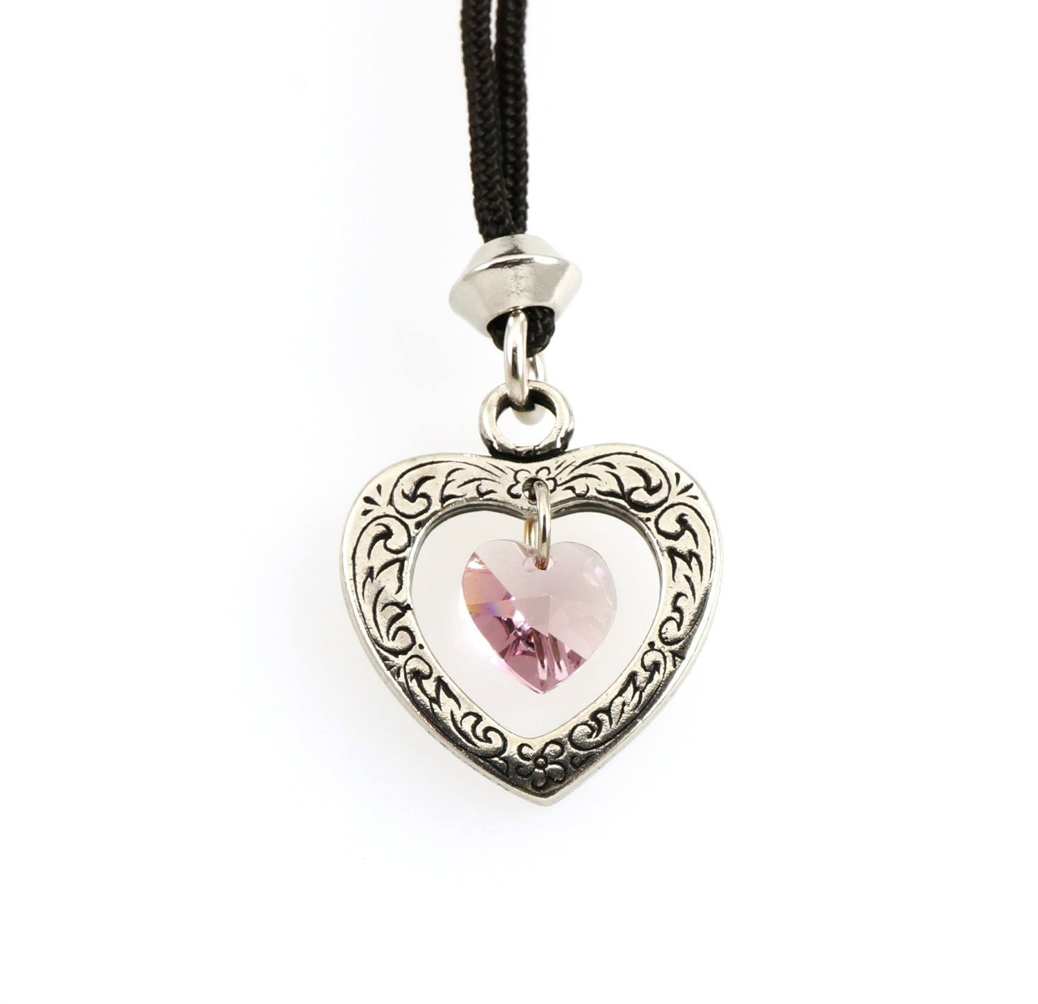 Celtic Heart Alexandrite Crystal Birthstone Handmade Pewter Pendant