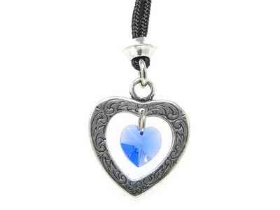 Celtic Heart Sapphire Crystal Birthstone Handmade Pewter Pendant