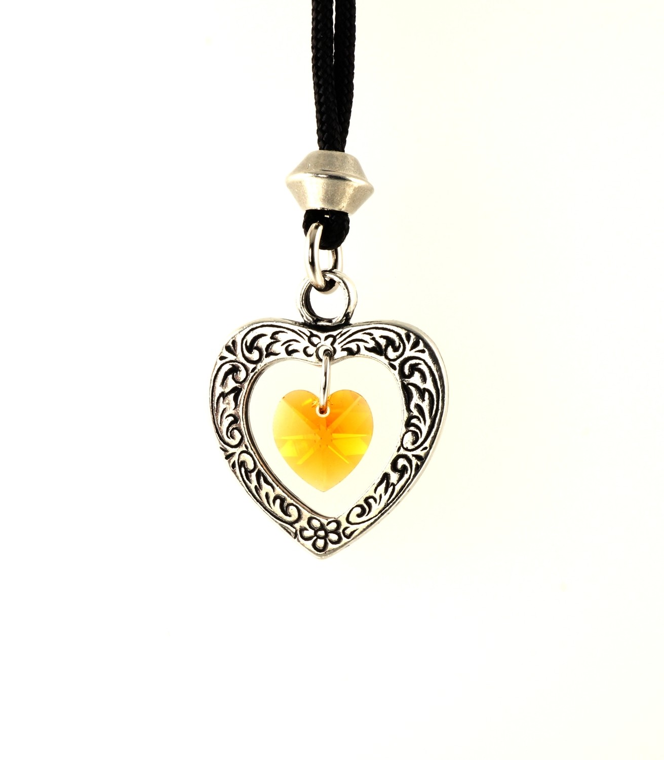 Celtic Heart Topaz Crystal Birthstone Handmade Pewter Pendant