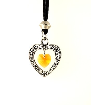 Celtic Heart Topaz Crystal Birthstone Handmade Pewter Pendant
