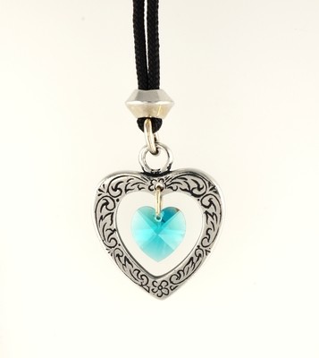 Celtic Heart Turquoise Crystal Birthstone Handmade Pewter Pendant