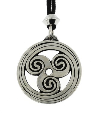 Celtic Triple Triskele Spiral Handmade Pewter Pendant