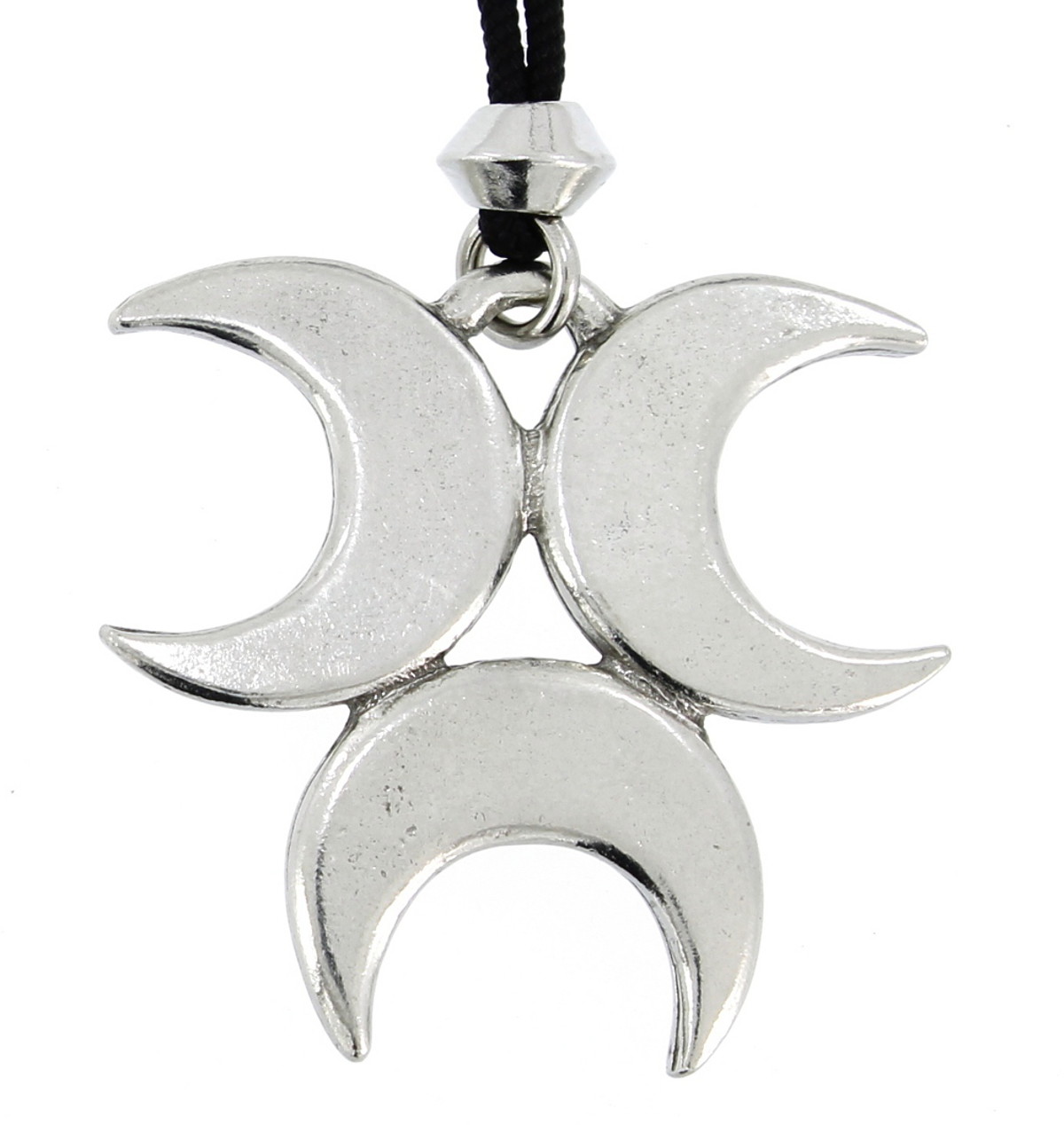Crescent Triple Lunar Moon Goddess Handmade Pewter Pendant #1