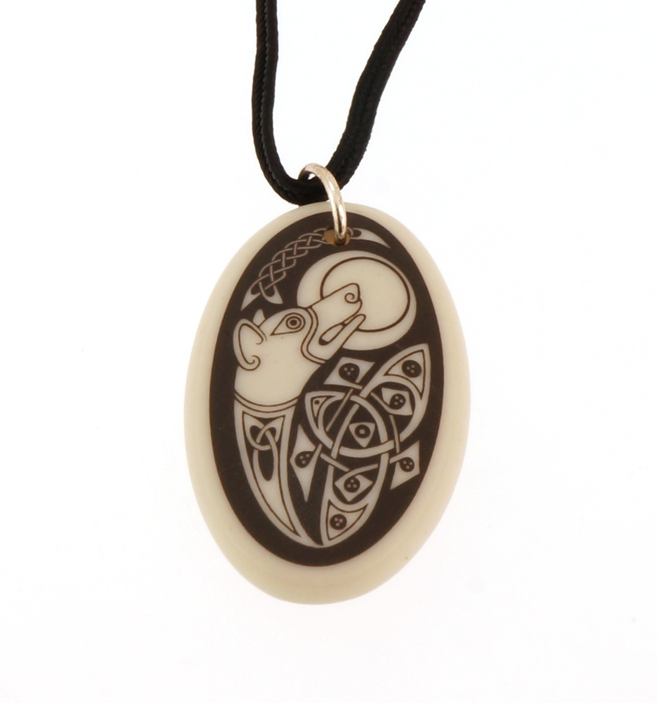 Celtic Hound Oval Handmade Porcelain Pendant