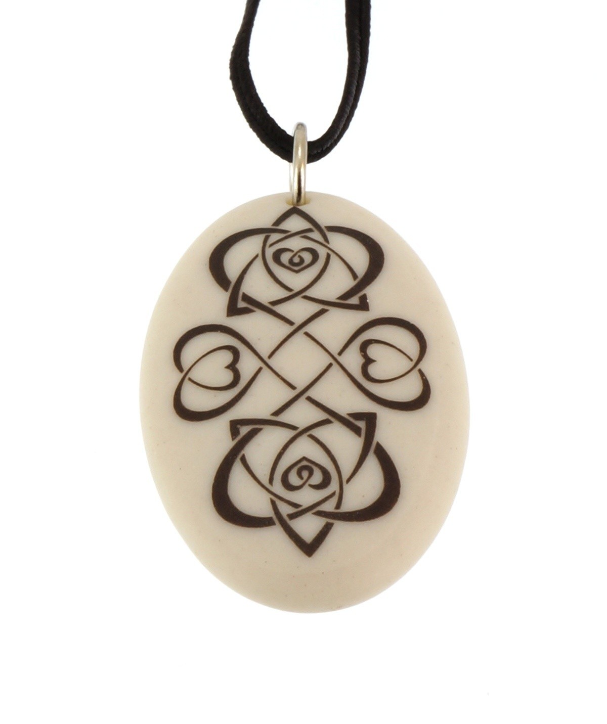 Celtic Heart Oval Handmade Porcelain Pendant