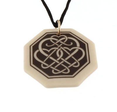 Celtic Heart Octagon Handmade Porcelain Pendant