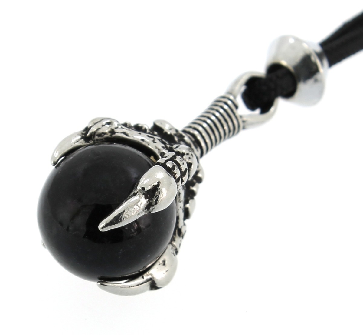 Dragon / Eagle Talons Claw Black Cracked Glass Handmade Pewter Pendant