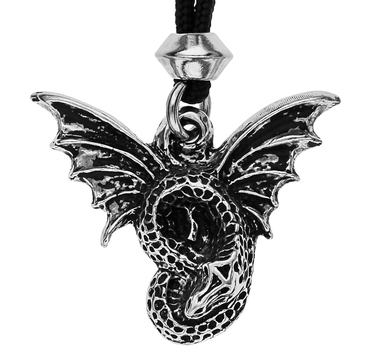 Gothic Magical Flying Dragon Handmade Pewter Pendant ~ Good Luck