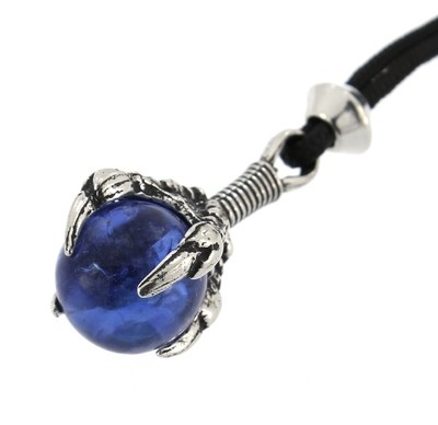 Dragon / Eagle Talons Claw Royal Blue Cracked Glass Handmade Pewter Pendant