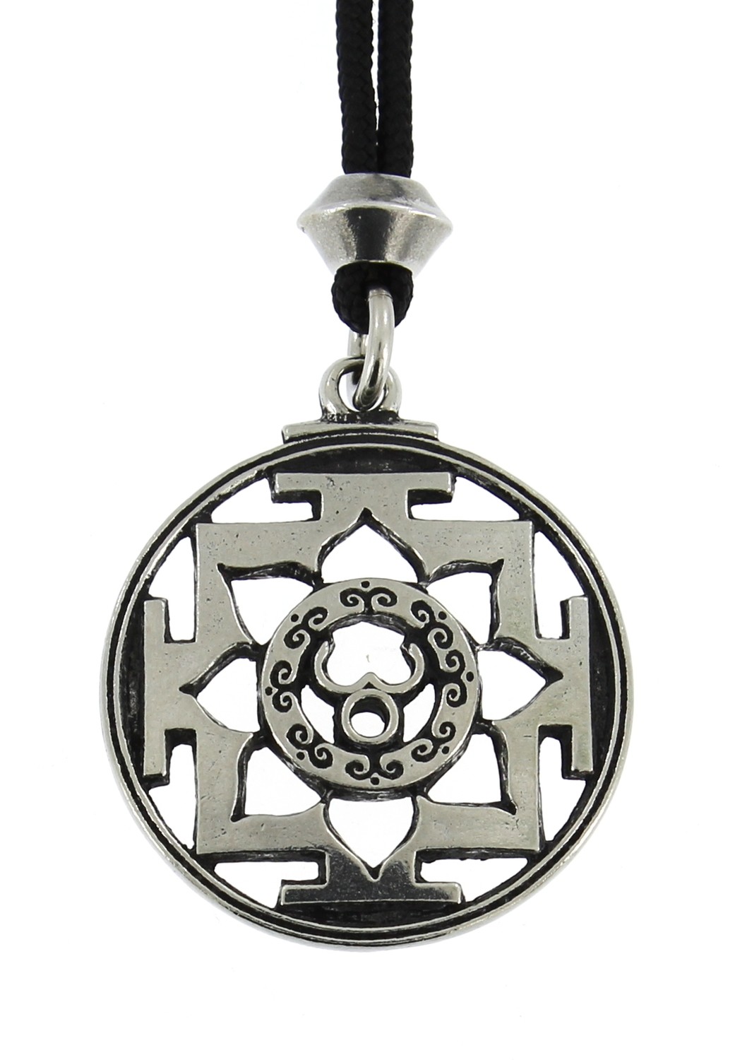 Sri Trisul Chakra / Yantra Meditation Symbol Handmade Pewter Pendant