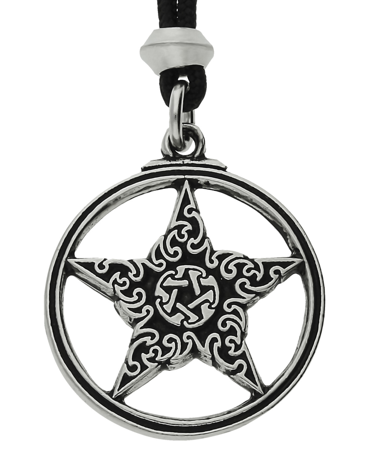 Gothic Pentacle Celtic Knot Pentagram Handmade Pewter Pendant