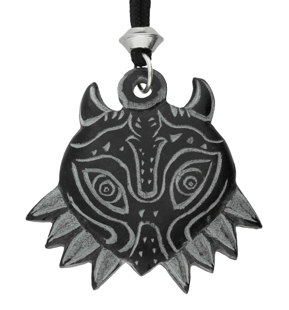 Hand Carved Zelda Hylian Majora&#39;s Mask Stone Pendant