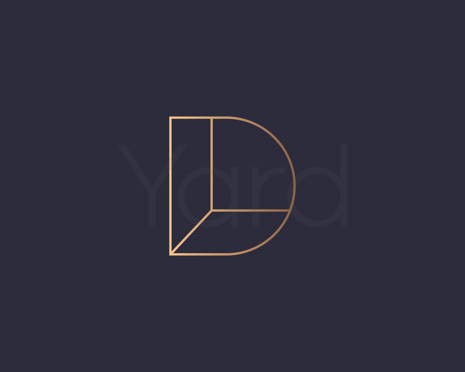 Letter D logo monogram. Golden gradient letter D logotype. Premium monogram.