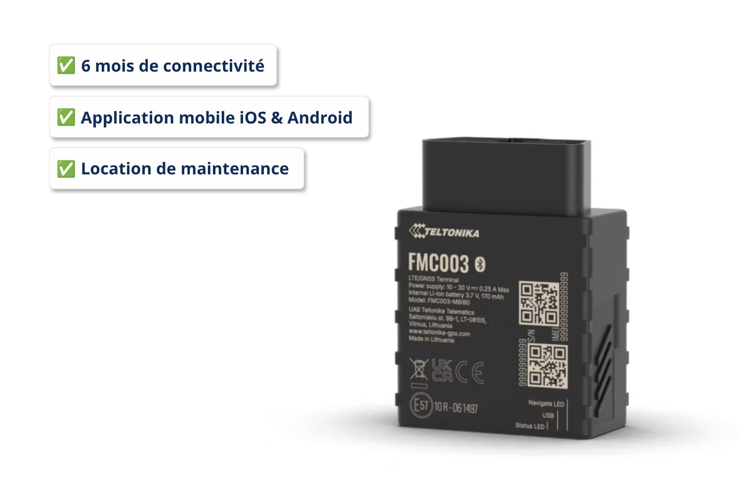 [Pack] Traceur GPS OBD Plug & Play FMC003 + Câble extension - Suivi véhicule sans installation | Location 6 mois inclus