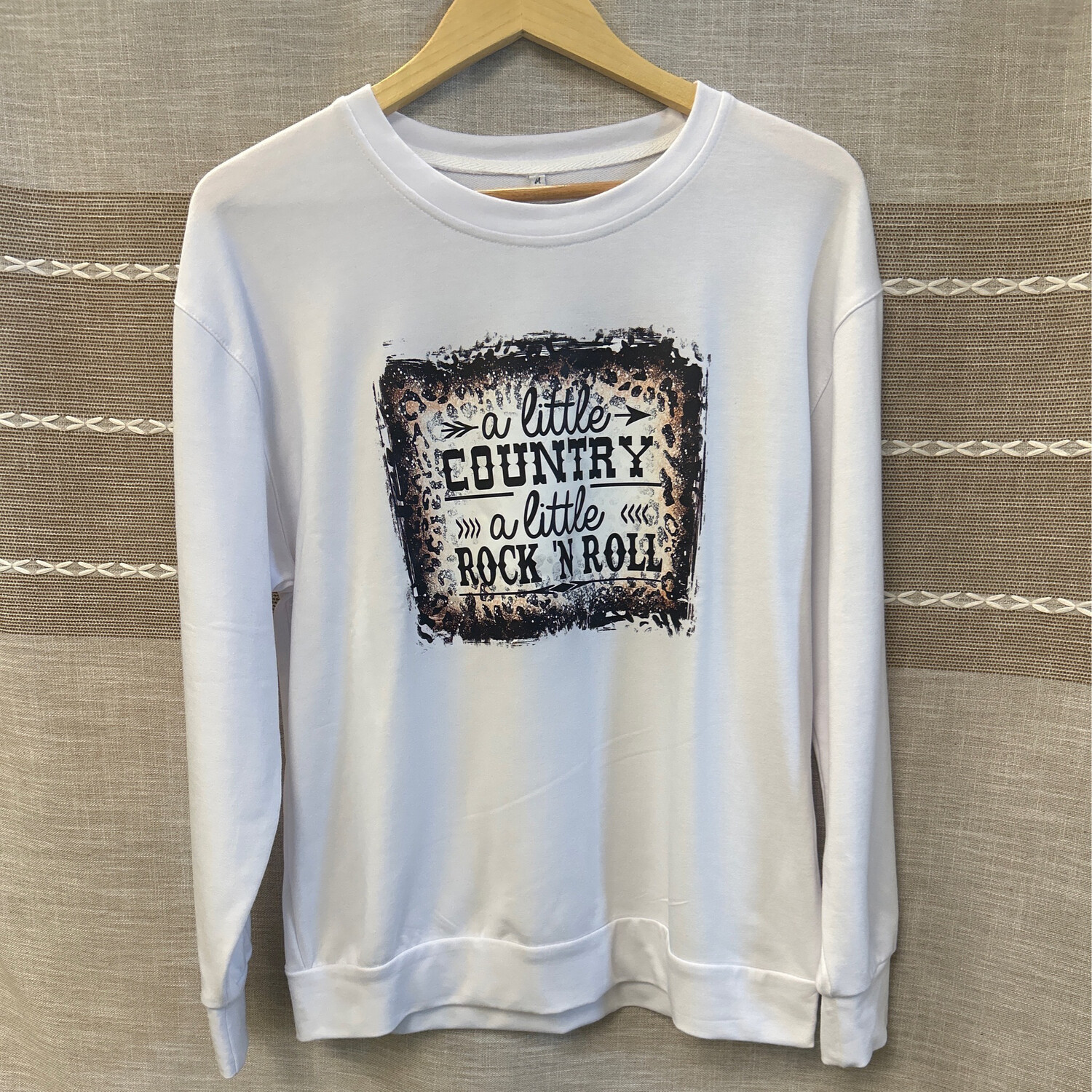 A Little Country A Little Rock ‘N Roll Crew Neck Sweater - White 