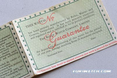 Rolex Guarantee warranty 50s