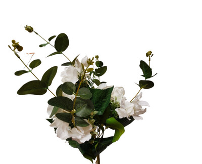 Rose-Hydrangea Bunch White 67cmL