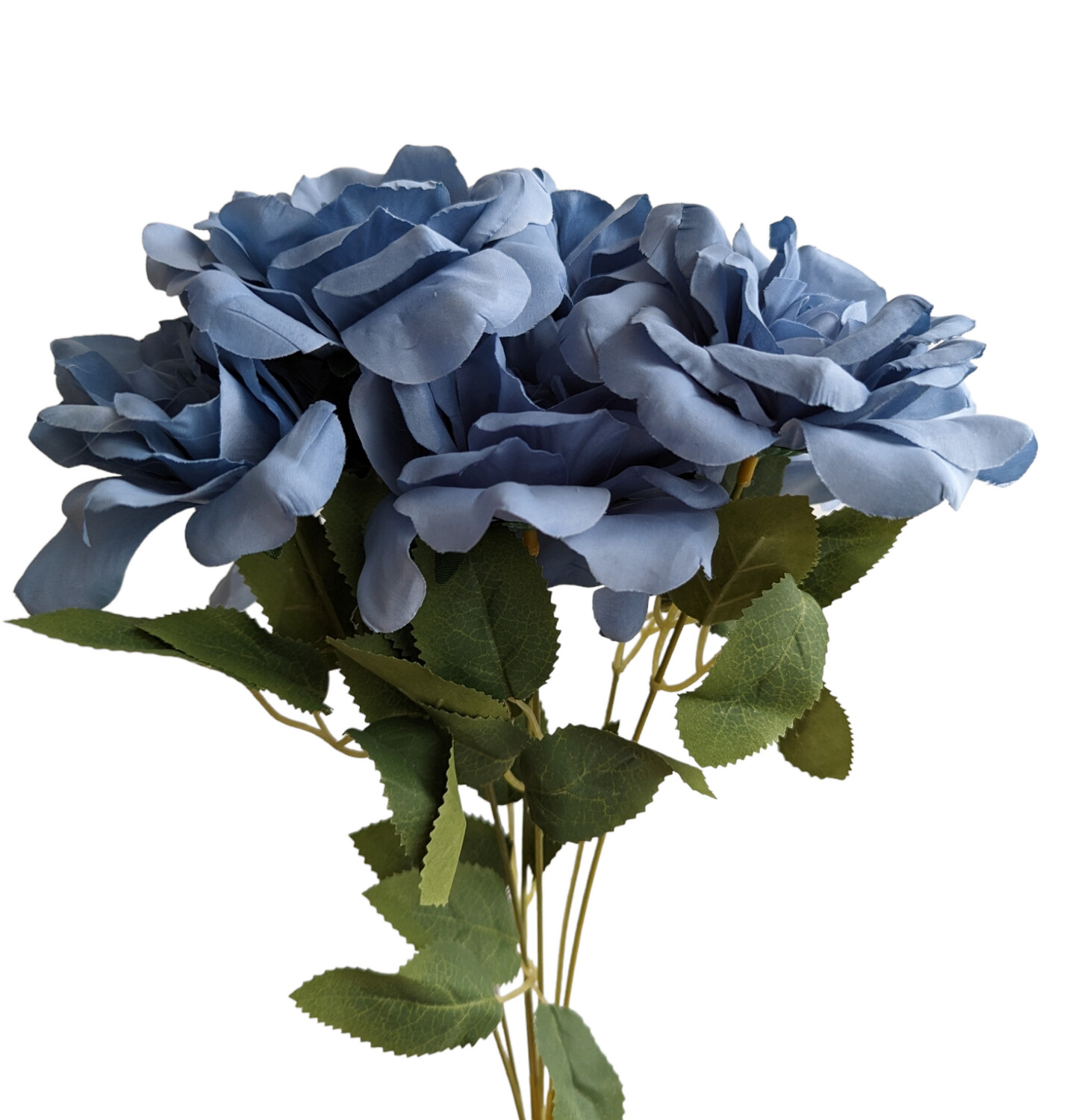 Rose-Camellia Bunch Royal Blue 7H 40cmL