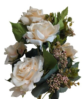 Rose Pointed Bouquet Champagne 58cmL, 11 Heads