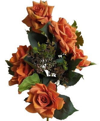 Rose Pointed Boquet Orange 58cmL, 11 Heads