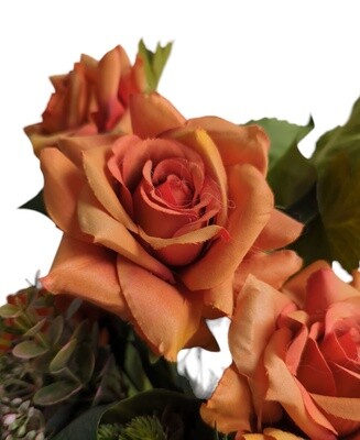 Rose Pointed Boquet Orange 58cmL, 11 Heads