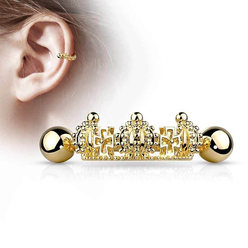 Helix piercing mit Krone vergoldet