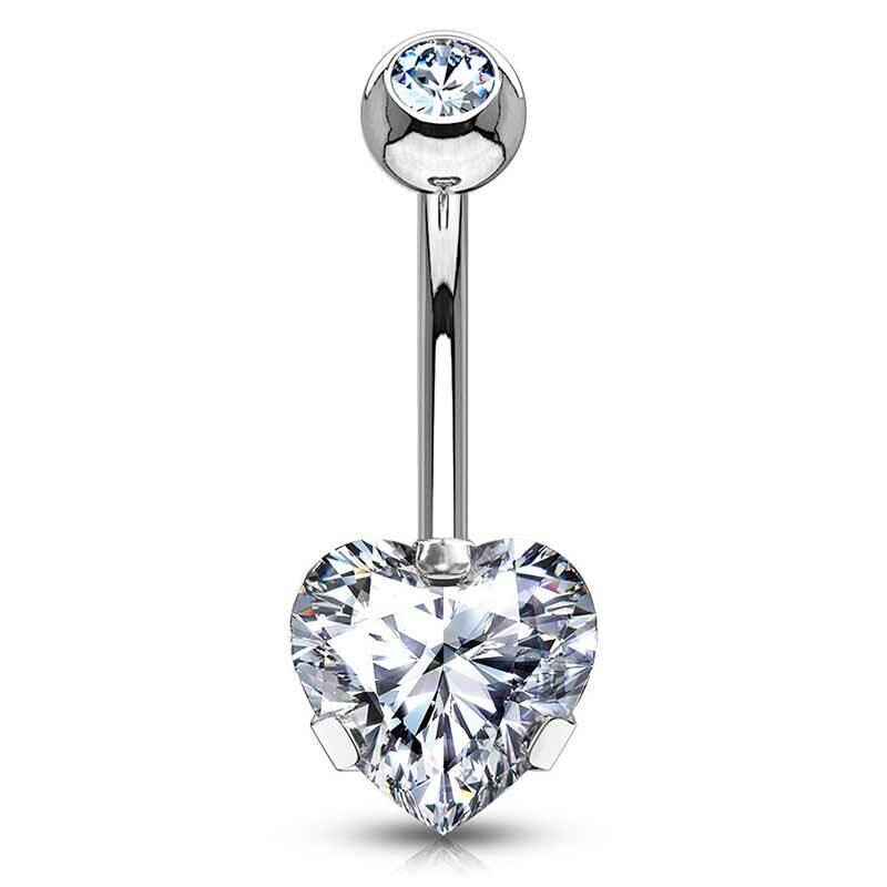 Bauchnabelpiercing Herz aus Zirkonia silber