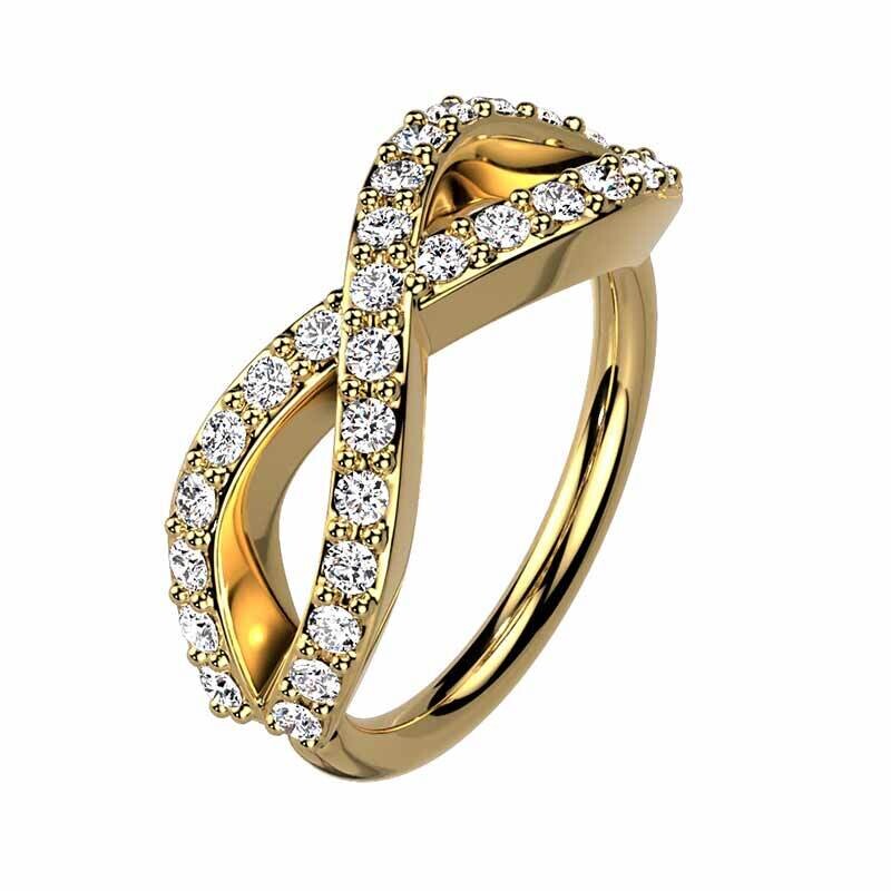 Piercing Ring mit Kristallschleife vergoldet