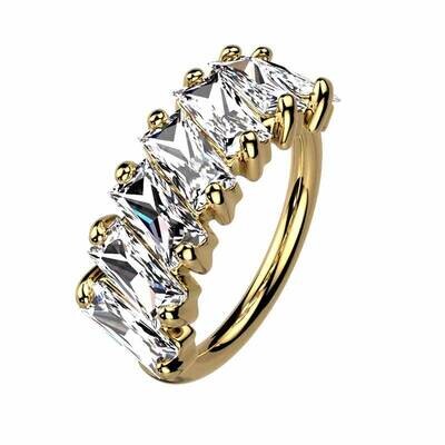 Piercing Ring mit diagonalem Design vergoldet