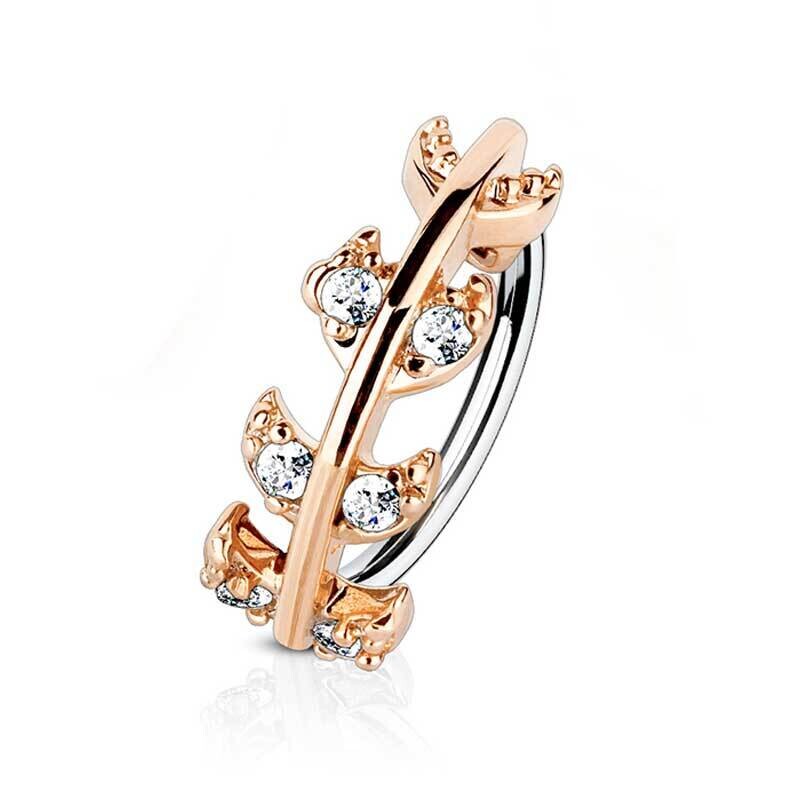 Piercing Ring mit Kristallmonden rosegold