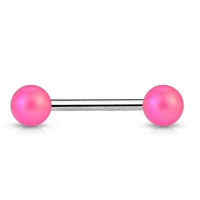 Zungenpiercing mit Perlen aus Acryl pink MATT