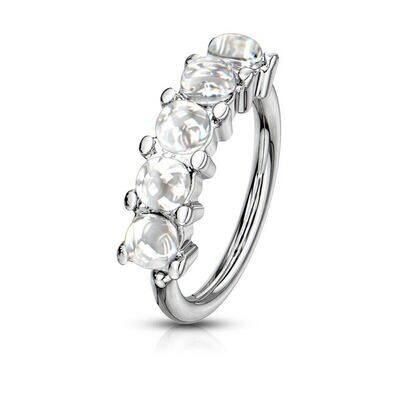 Piercing Ring mit fünf Opal-Steinen weiss