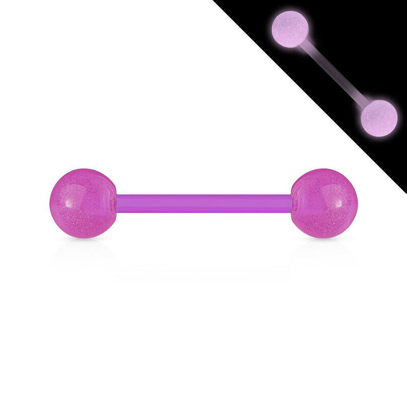 Zungenpiercing aus Bioflex UV-reactive violett
