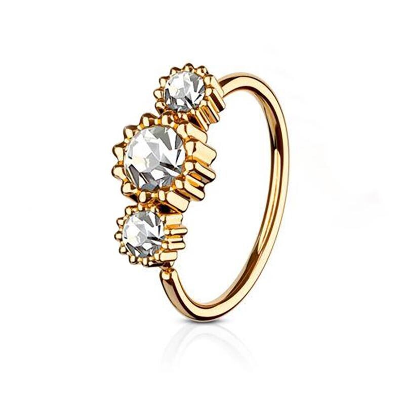 Ohrpiercing oder Nasenring mit drei Kristallen weiss