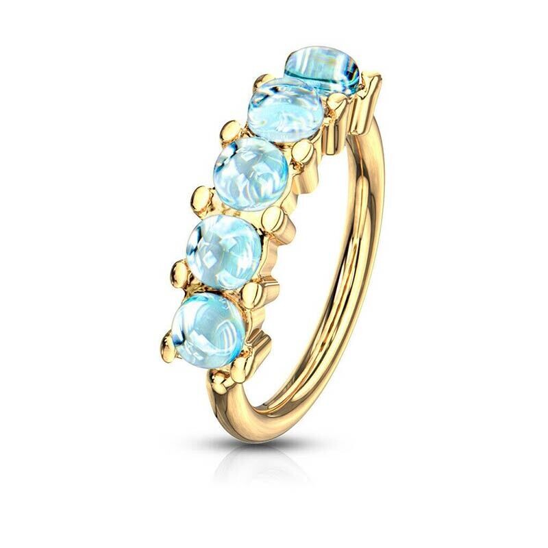 Piercing Ring mit fünf Opal-Steine vergoldet